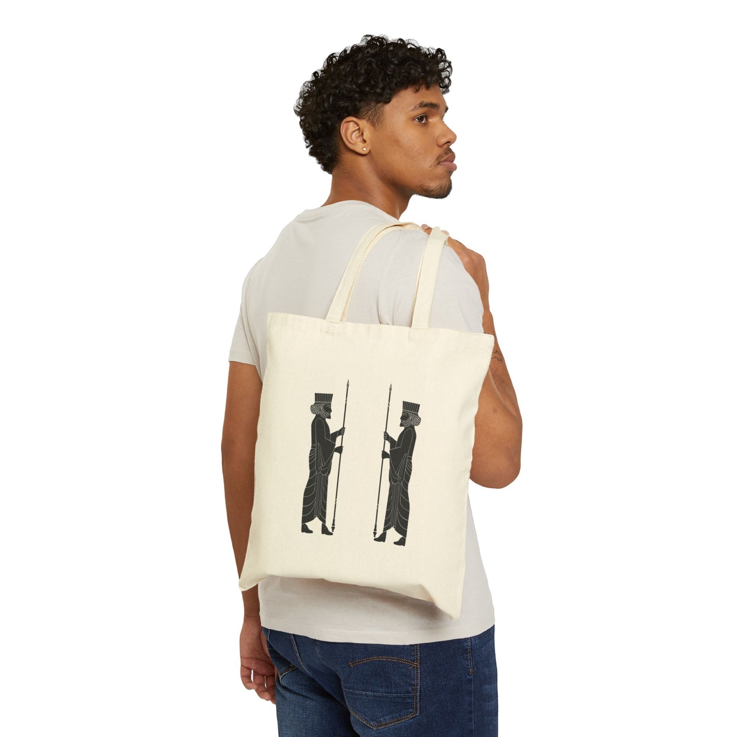 Persian Calligraphy & Achaemenid Guard Canvas Tote Bag