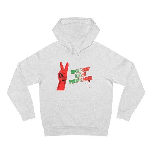Peace & Freedom Hoodie — Red Victory Hand Graphic with "Now We Are Free" Text