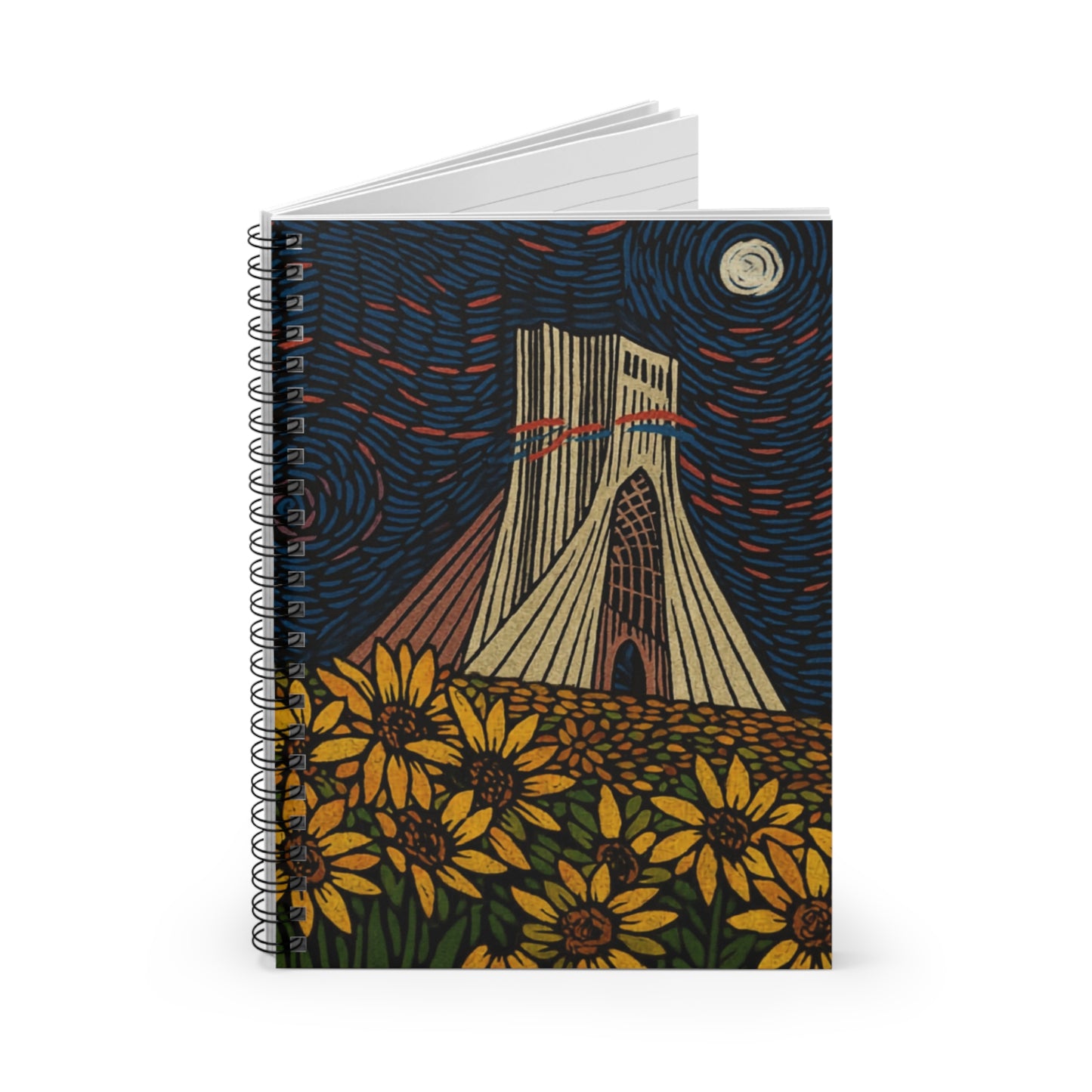 Azadi Tower Spiral Notebook – Back to School Persian Design Journal, Tehran Landmark Ruled Notebook 6x8