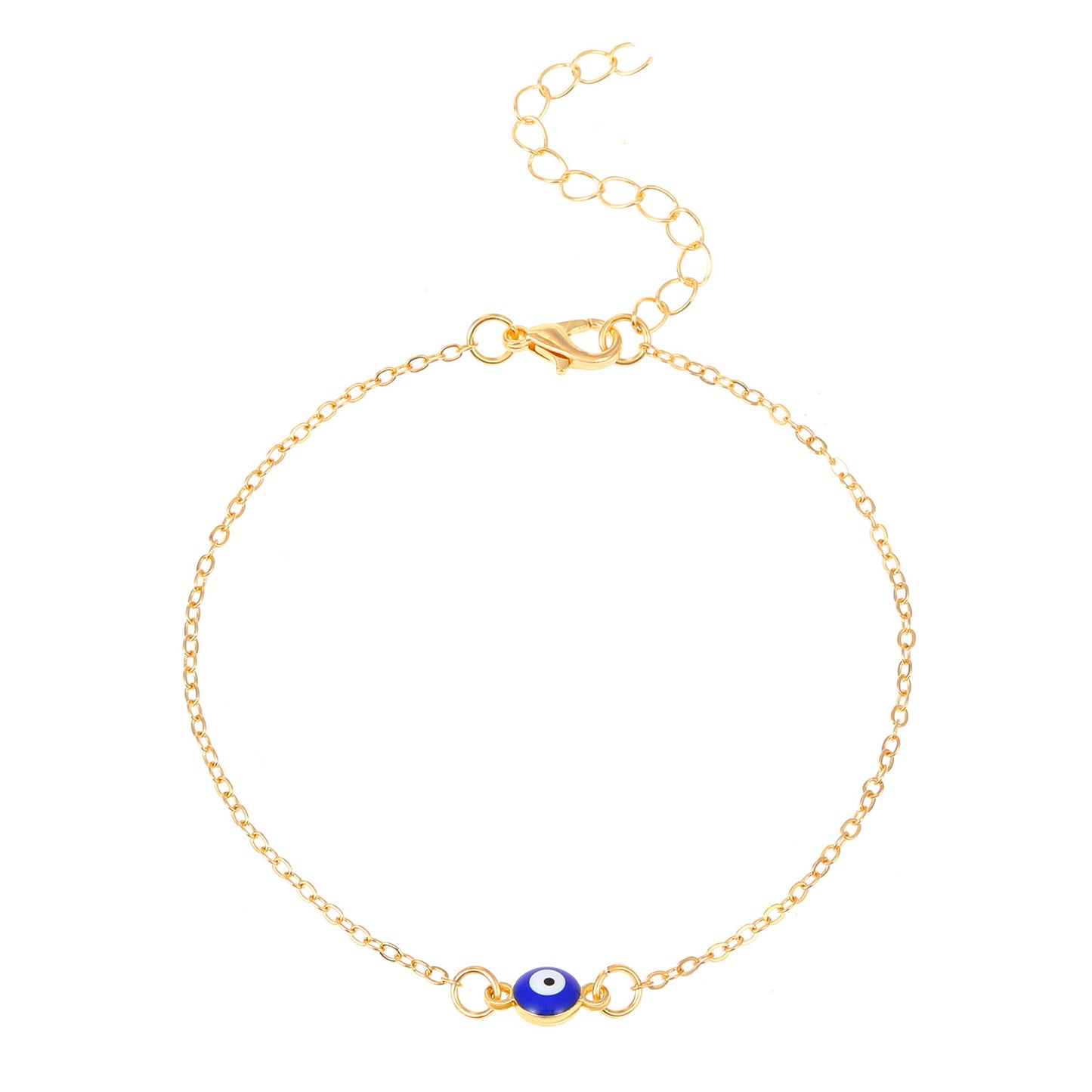 Double Evil Eye Anklet – Nazar Ankle Bracelet in Silver or Gold | Adjustable Minimalist Jewelry for Women