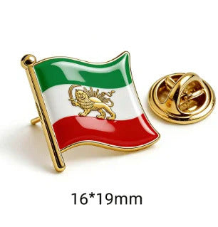 Persian Lion and Sun Symbol Brooch – Steel Lapel Pin