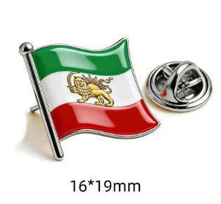 Persian Lion and Sun Symbol Brooch – Steel Lapel Pin