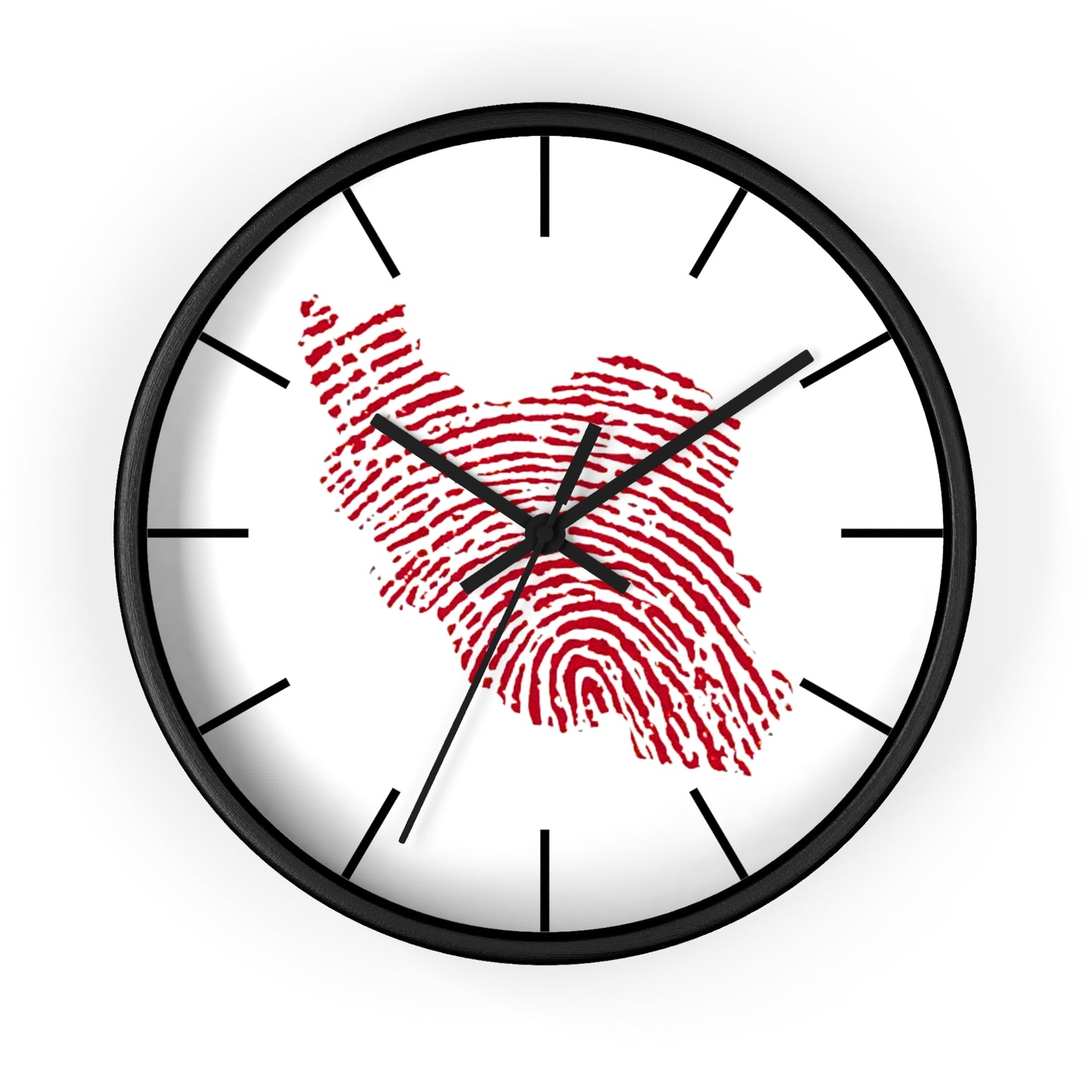 Iran Fingerprint Wall Clock – Red Iran Map Thumbprint Clock | Persian Pride Home Decor, Modern Silent Wall Clock