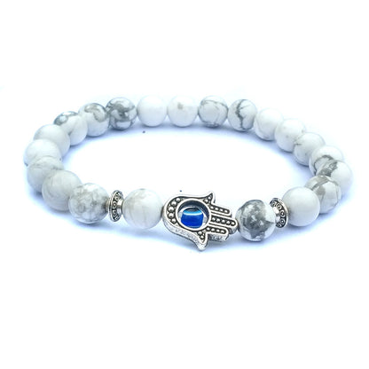 Natural Stone Hamsa Evil Eye Protection Bracelet