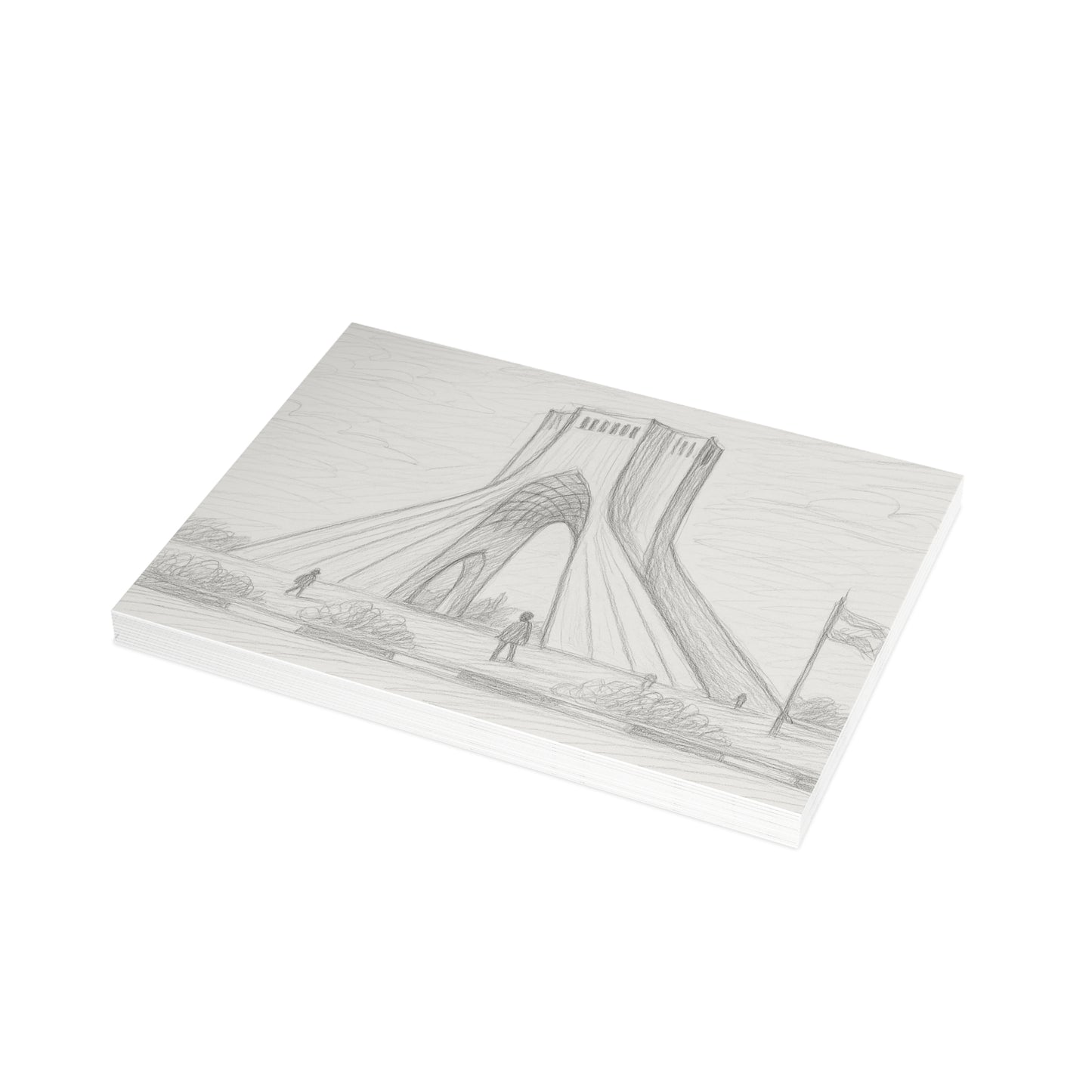 Azadi Tower Pencil Sketch Postcard Bundle with Envelopes