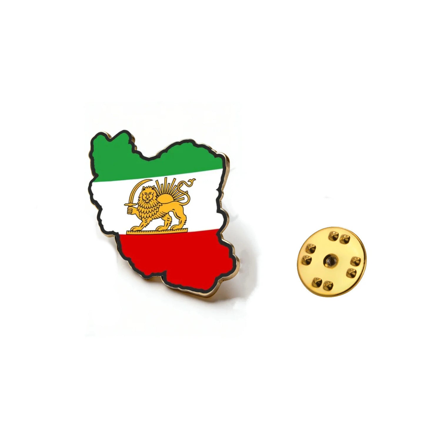 Persian Lion and Sun Symbol Brooch – Steel Lapel Pin
