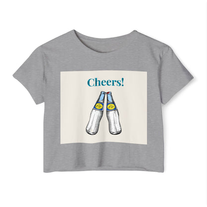 Cheers! Festival Crop Top – Women’s Party Tank with Clinking Bottles Graphic