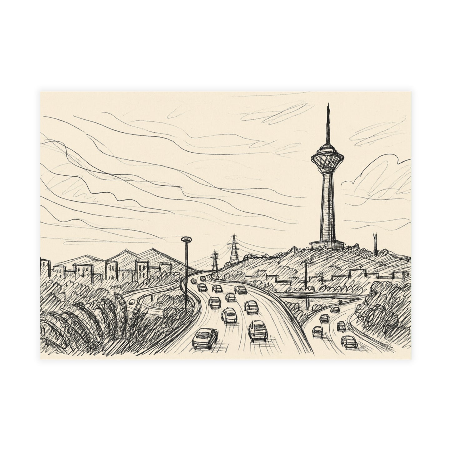 Tehran Milad Tower Postcard Bundle with Envelopes