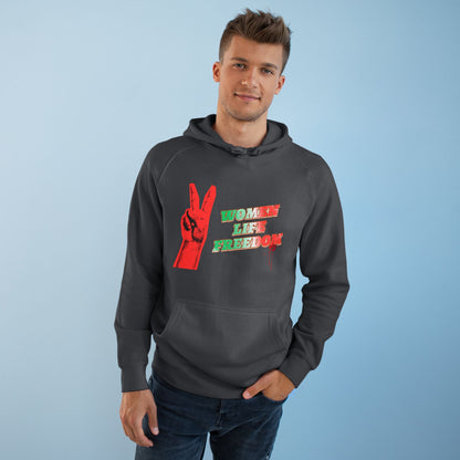 Peace & Freedom Hoodie — Red Victory Hand Graphic with "Now We Are Free" Text