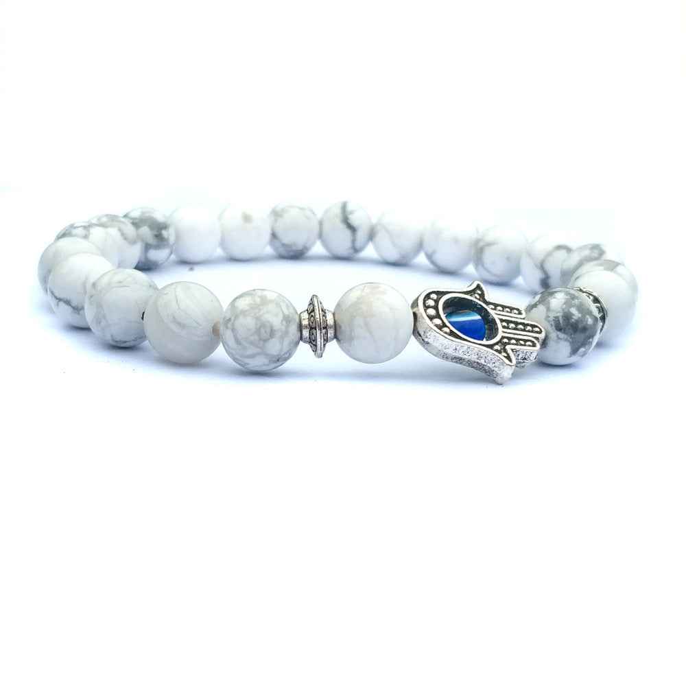 Natural Stone Hamsa Evil Eye Protection Bracelet