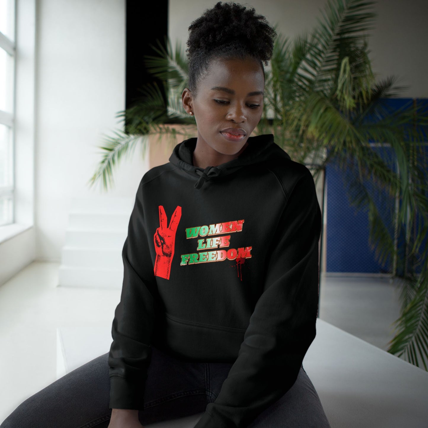 Peace & Freedom Hoodie — Red Victory Hand Graphic with "Now We Are Free" Text