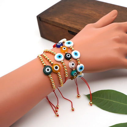 Braided Evil Eye Bead Bracelet (Multiple Colors)