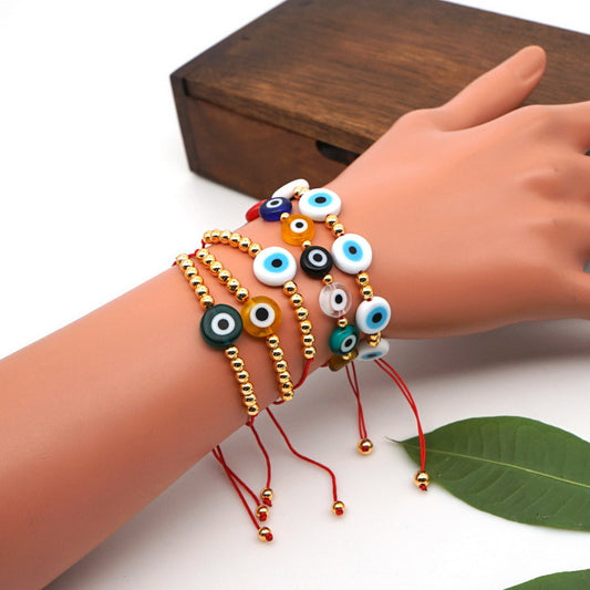 Braided Evil Eye Bead Bracelet (Multiple Colors)