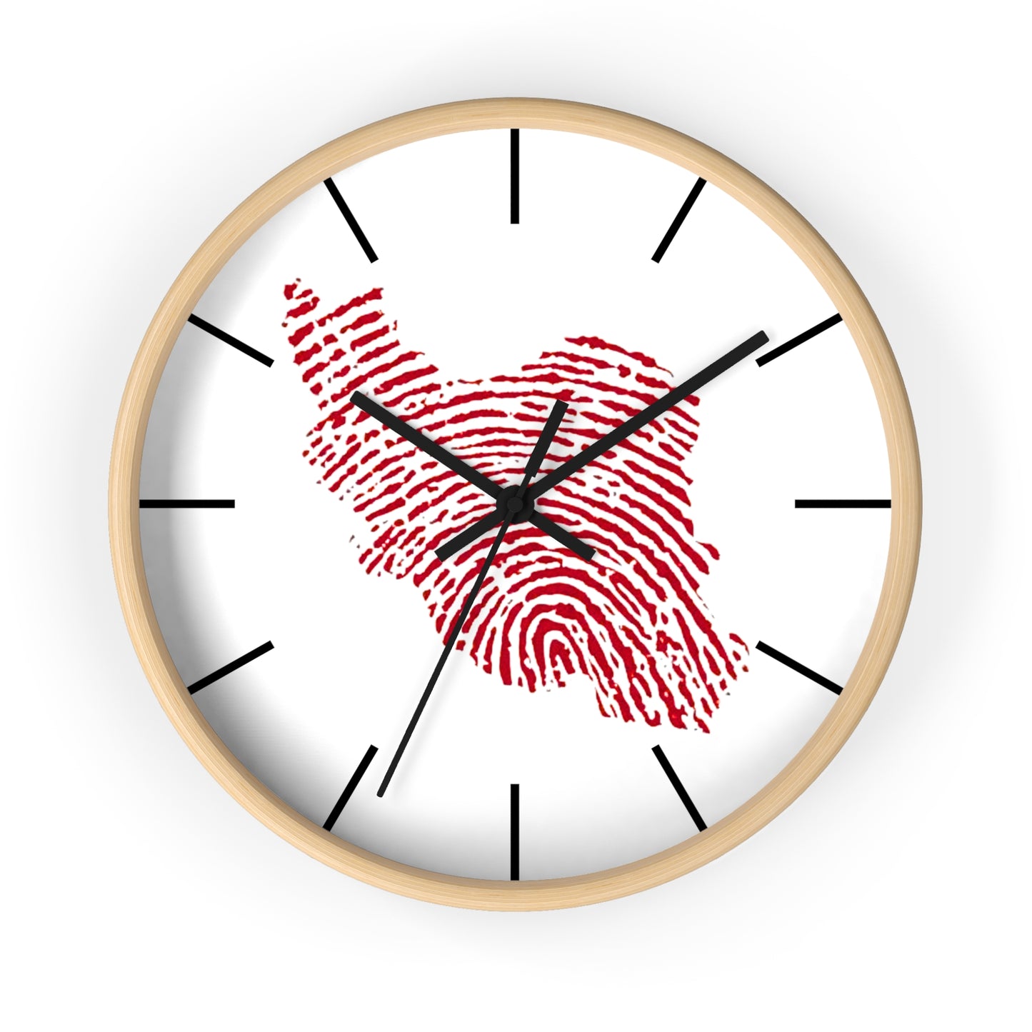 Iran Fingerprint Wall Clock – Red Iran Map Thumbprint Clock | Persian Pride Home Decor, Modern Silent Wall Clock