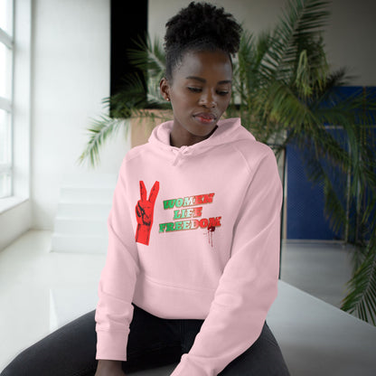 Peace & Freedom Hoodie — Red Victory Hand Graphic with "Now We Are Free" Text