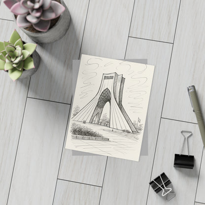 Azadi Tower Ink Line-Drawing Postcard Bundle (Envelopes Included)