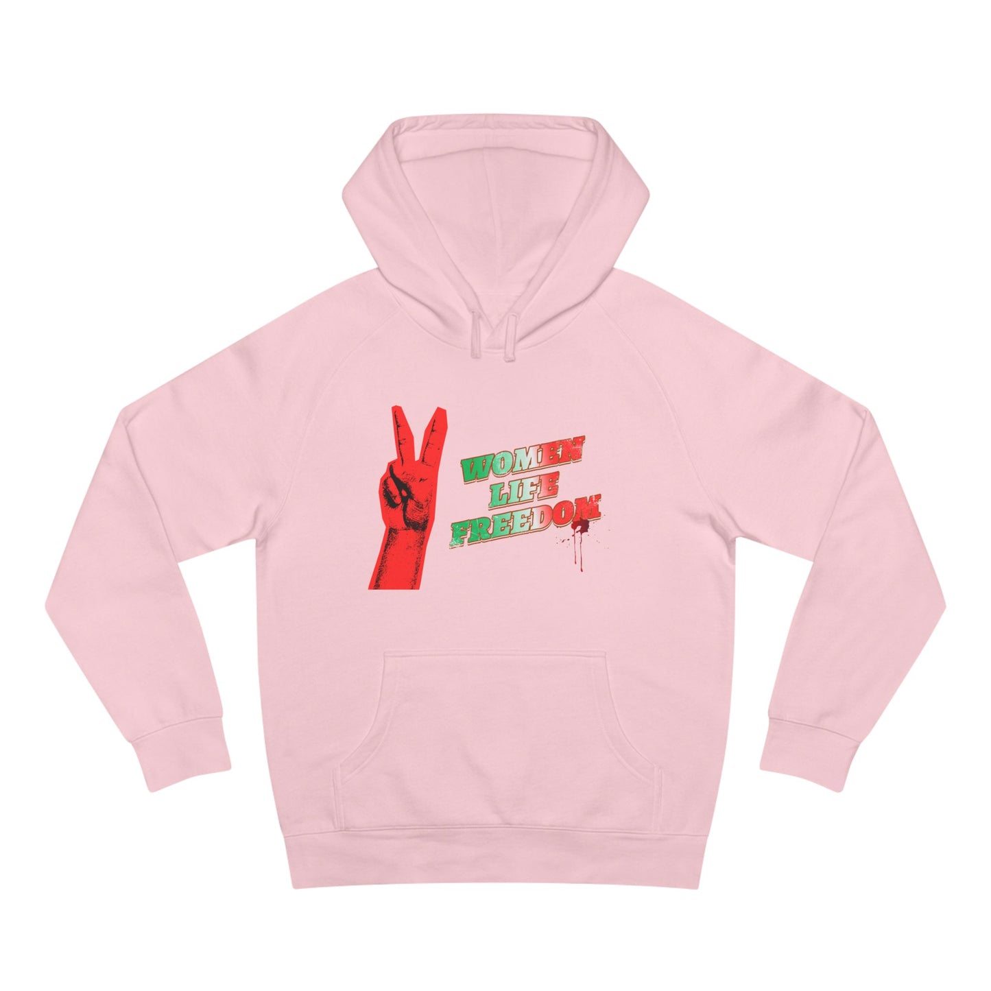 Peace & Freedom Hoodie — Red Victory Hand Graphic with "Now We Are Free" Text