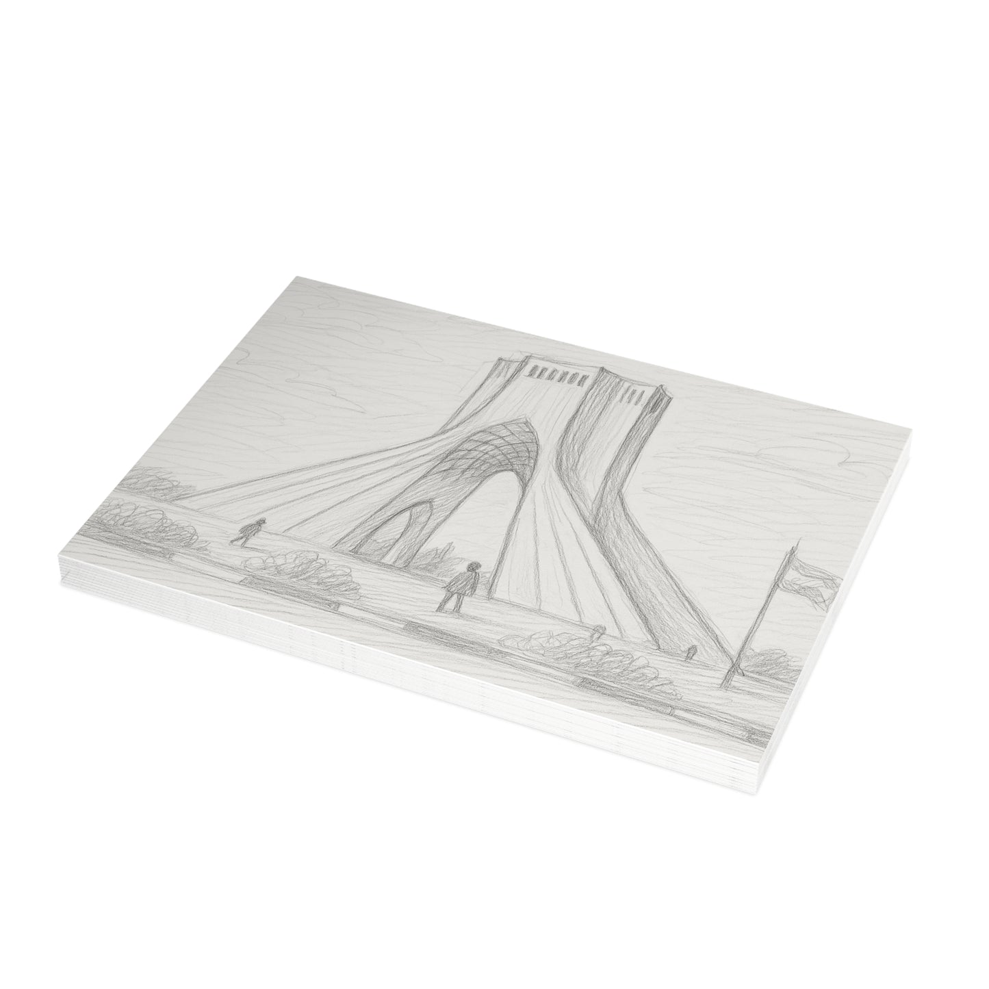 Azadi Tower Pencil Sketch Postcard Bundle with Envelopes