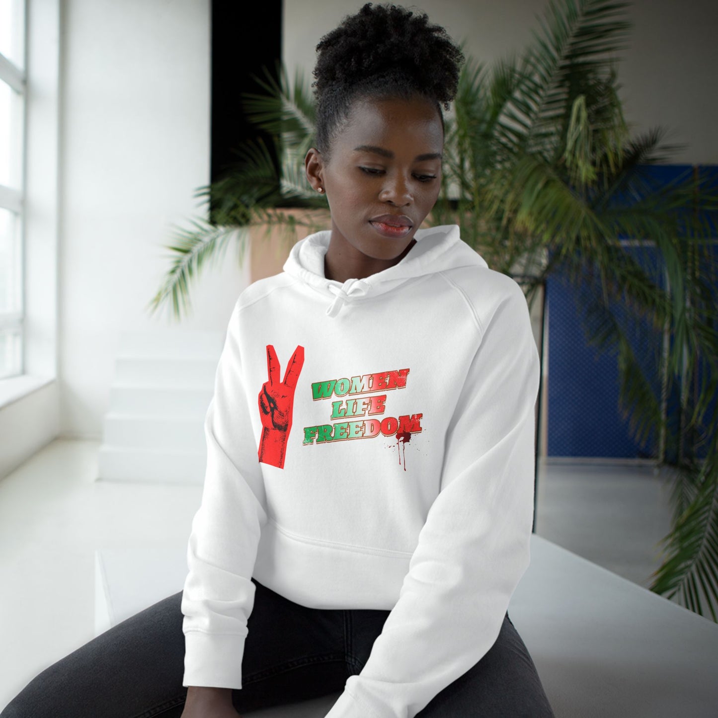 Peace & Freedom Hoodie — Red Victory Hand Graphic with "Now We Are Free" Text