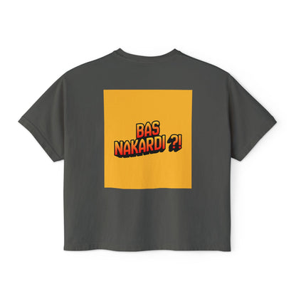 Bas Kon Iran !! / Bas Nakardi?! Graphic Women's Boxy Tee — Retro Pop Art Slogan Shirt