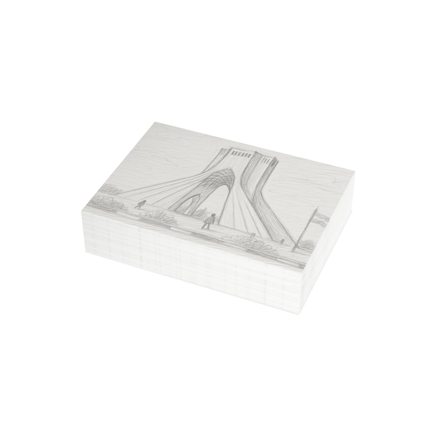 Azadi Tower Pencil Sketch Postcard Bundle with Envelopes
