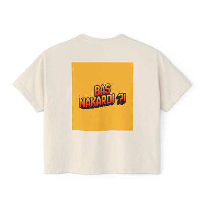 Bas Kon Iran !! / Bas Nakardi?! Graphic Women's Boxy Tee — Retro Pop Art Slogan Shirt