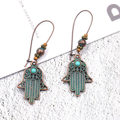 Hamsa Evil Eye Long Earrings