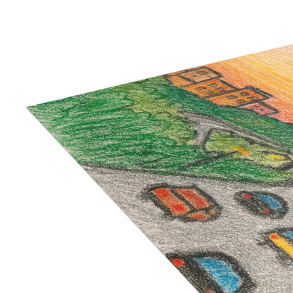 Tehran Sunset Postcard – Milad Tower Skyline (Crayon Style)