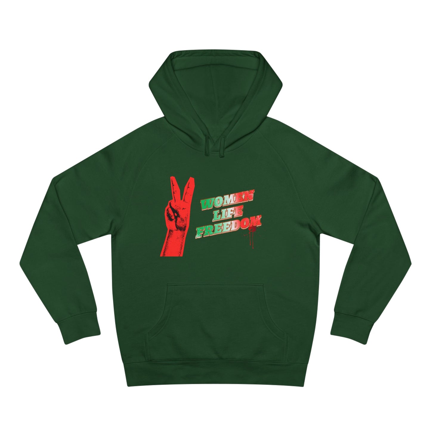 Peace & Freedom Hoodie — Red Victory Hand Graphic with "Now We Are Free" Text