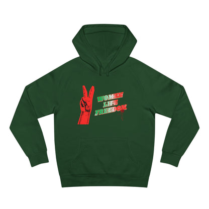 Peace & Freedom Hoodie — Red Victory Hand Graphic with "Now We Are Free" Text