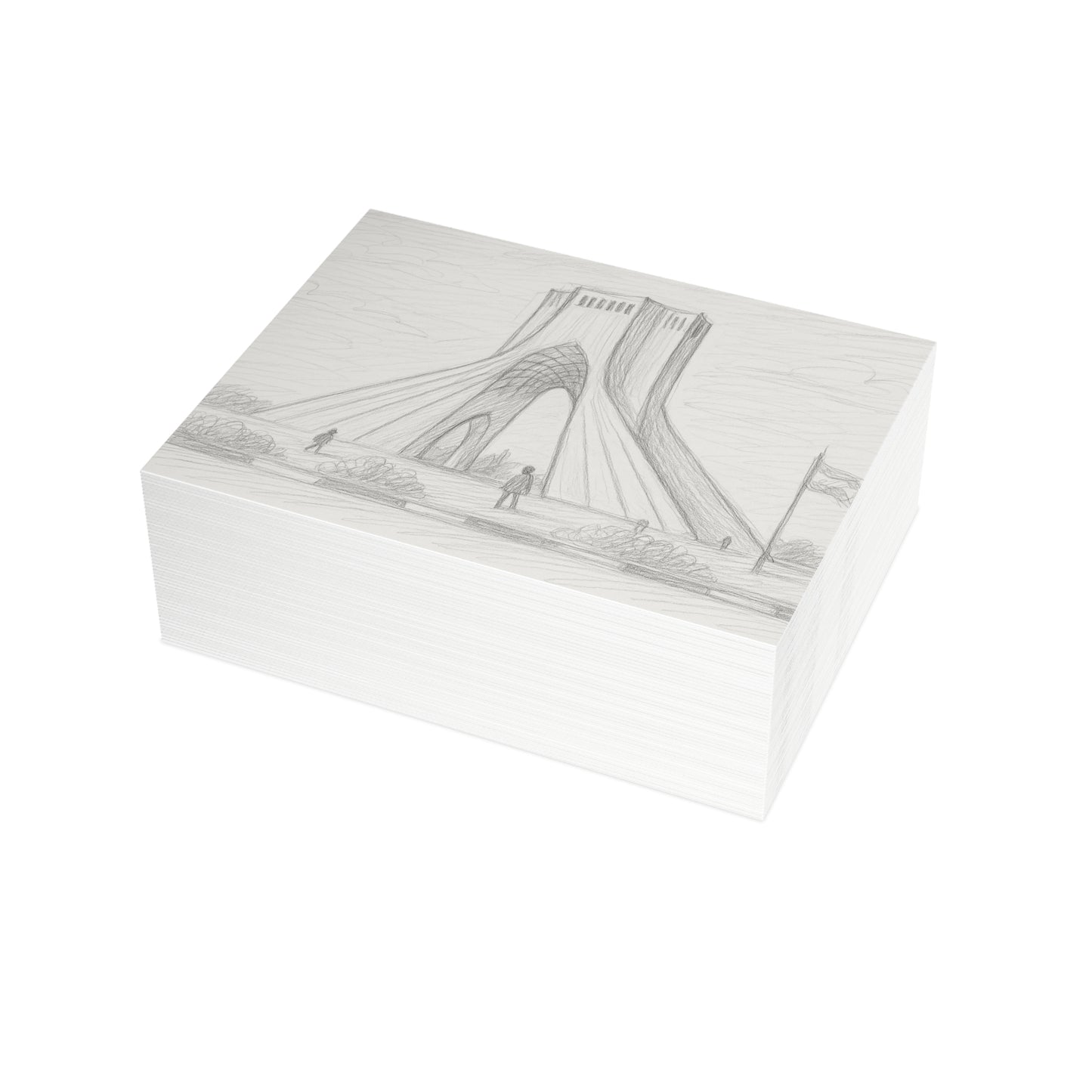 Azadi Tower Pencil Sketch Postcard Bundle with Envelopes
