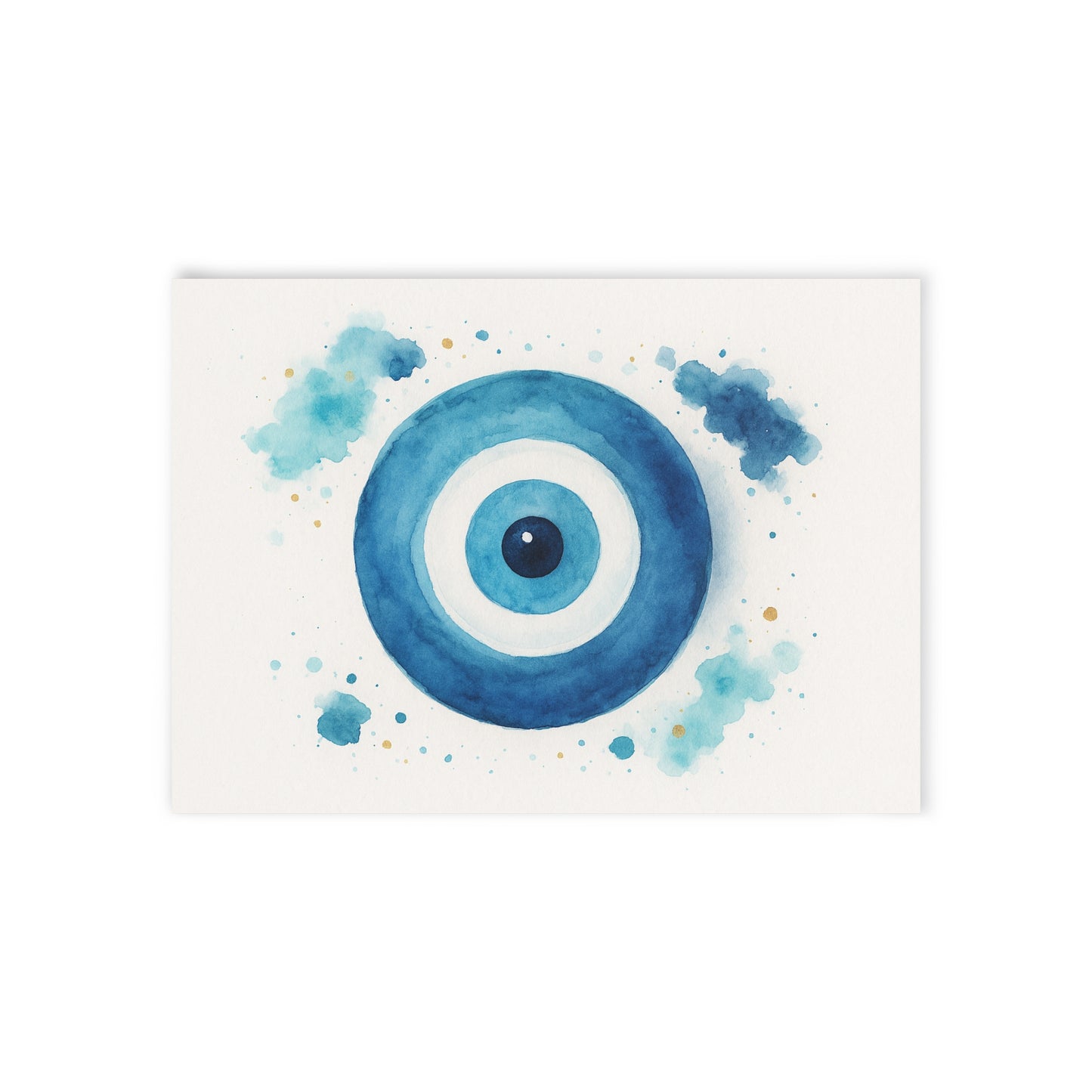 Blue Evil Eye Holiday Card — Watercolor Protective Design
