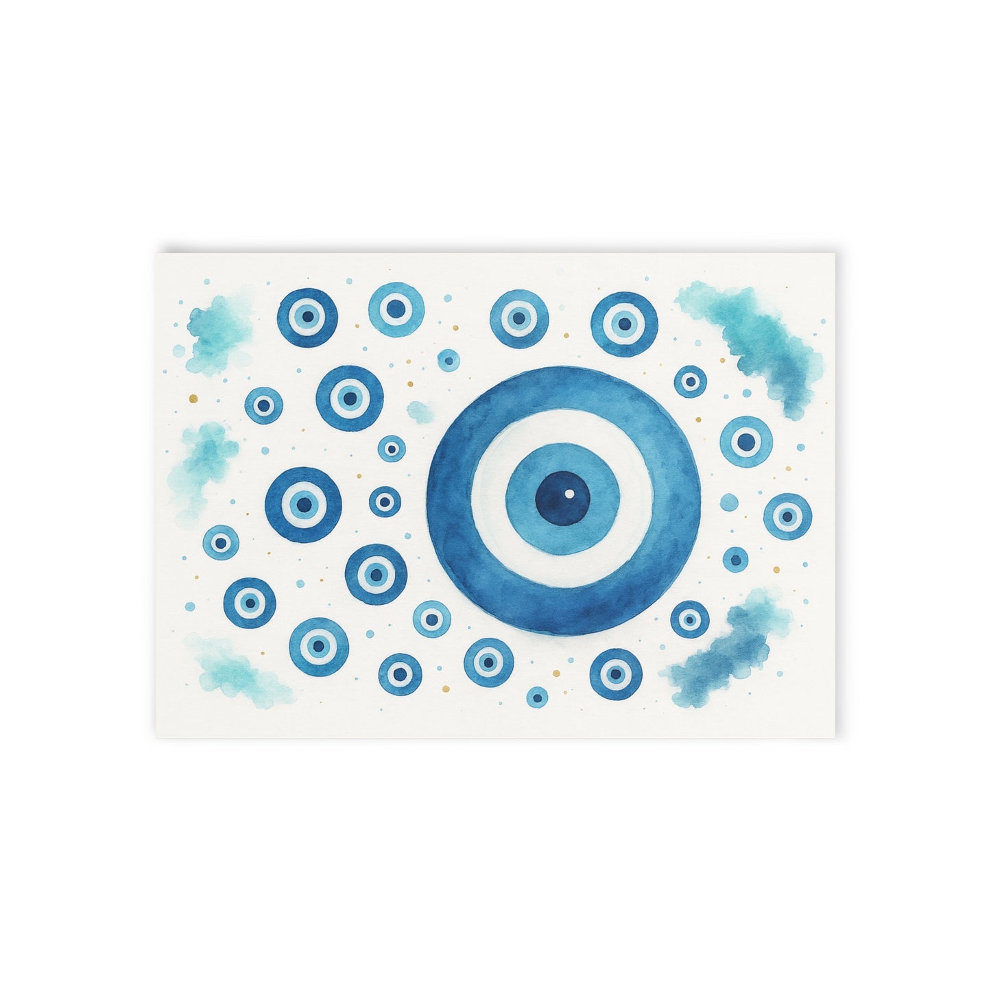 Blue Evil Eye Holiday Card — Watercolor Protective Design