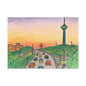 Tehran Sunset Postcard – Milad Tower Skyline (Crayon Style)