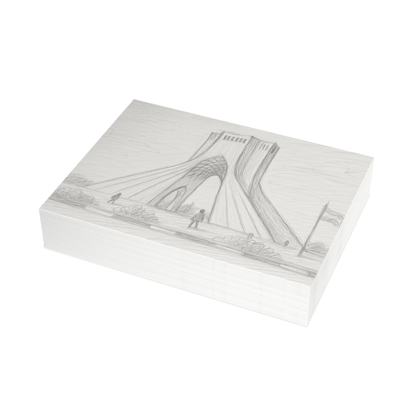 Azadi Tower Pencil Sketch Postcard Bundle with Envelopes