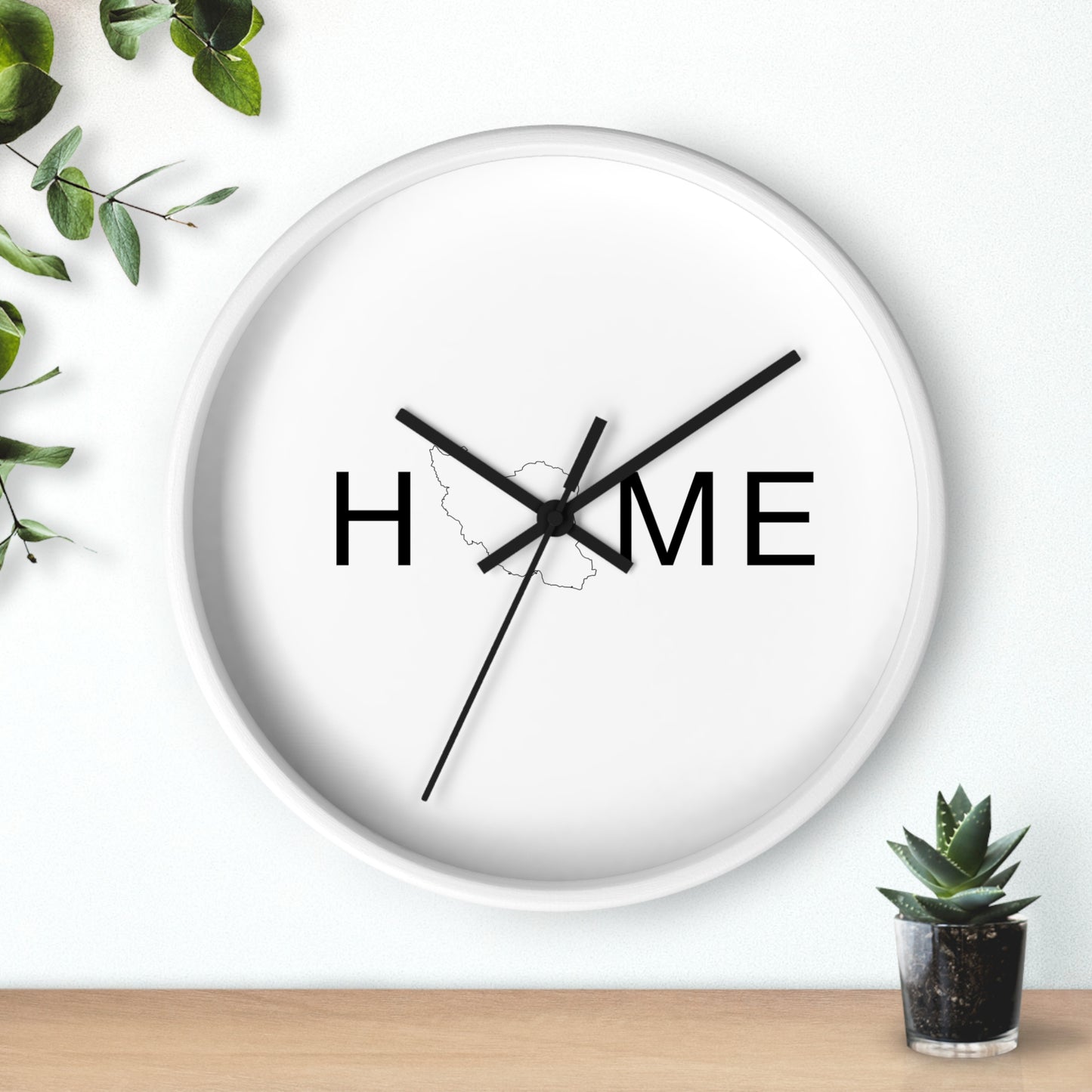 Persian Home Wall Clock with Heart Map Accent – Minimalist Silent Wall Clock for Modern Home Decor