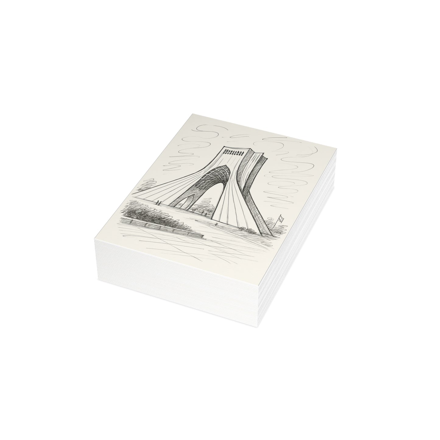 Azadi Tower Ink Line-Drawing Postcard Bundle (Envelopes Included)