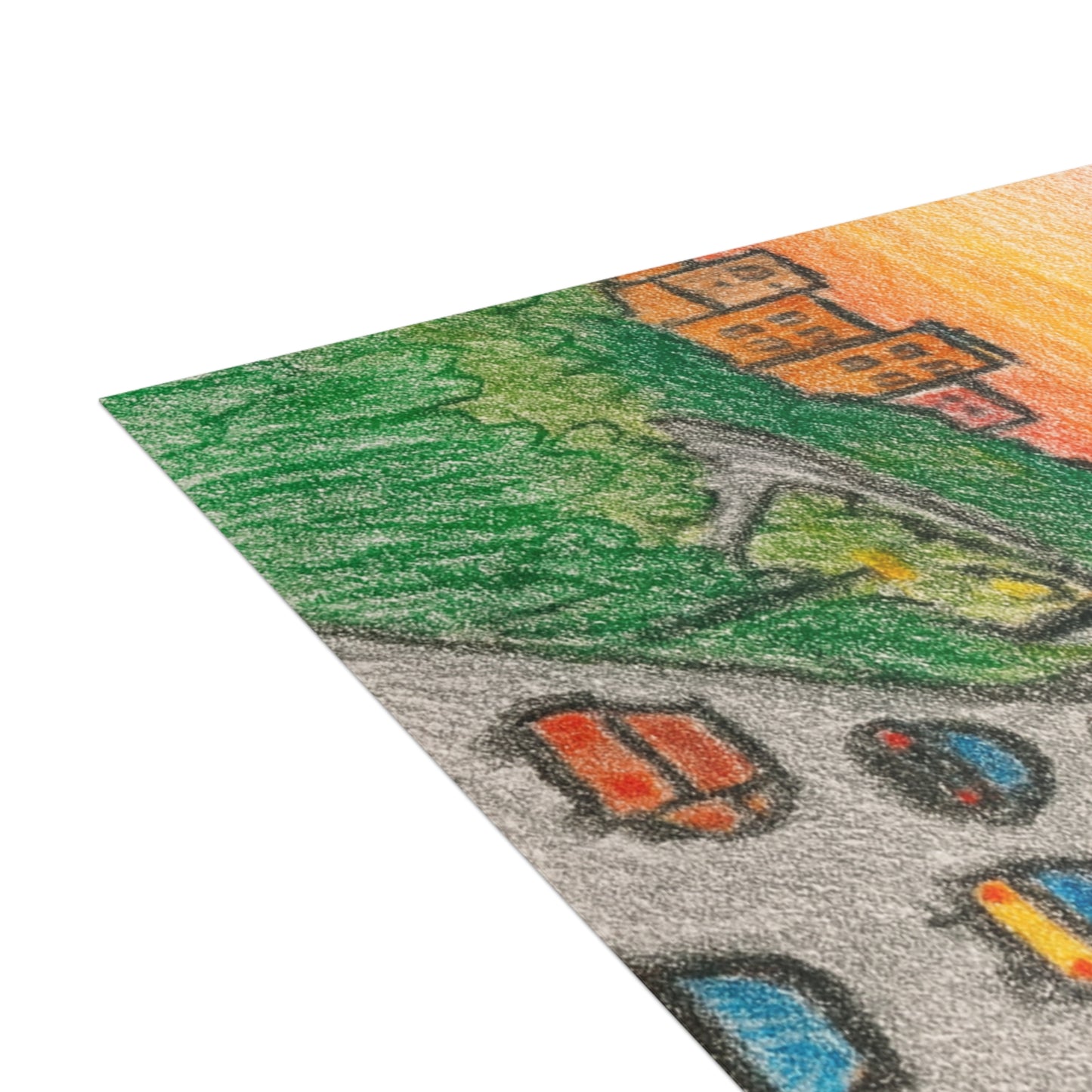 Tehran Sunset Postcard – Milad Tower Skyline (Crayon Style)