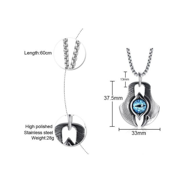 Men’s Titanium Steel Evil Eye Guardian Pendant Necklace