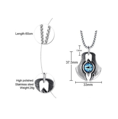 Men’s Titanium Steel Evil Eye Guardian Pendant Necklace