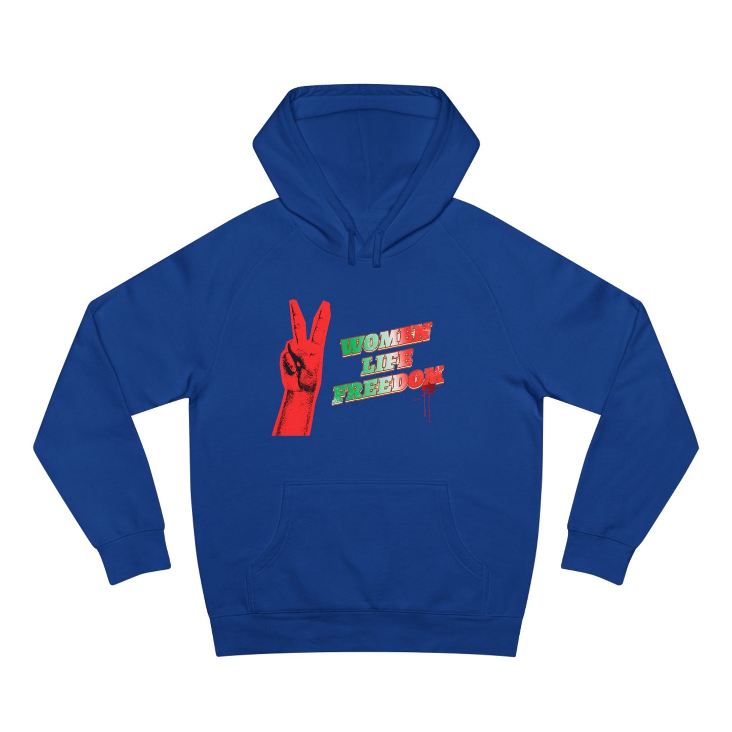 Peace & Freedom Hoodie — Red Victory Hand Graphic with "Now We Are Free" Text