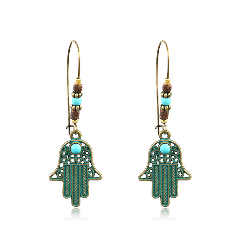 Hamsa Evil Eye Long Earrings