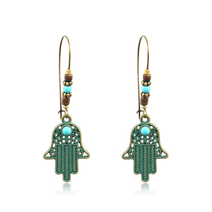 Hamsa Evil Eye Long Earrings