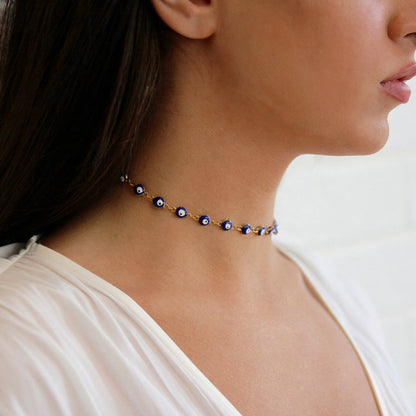 Dainty Gold Evil Eye / Nazar Choker Necklace