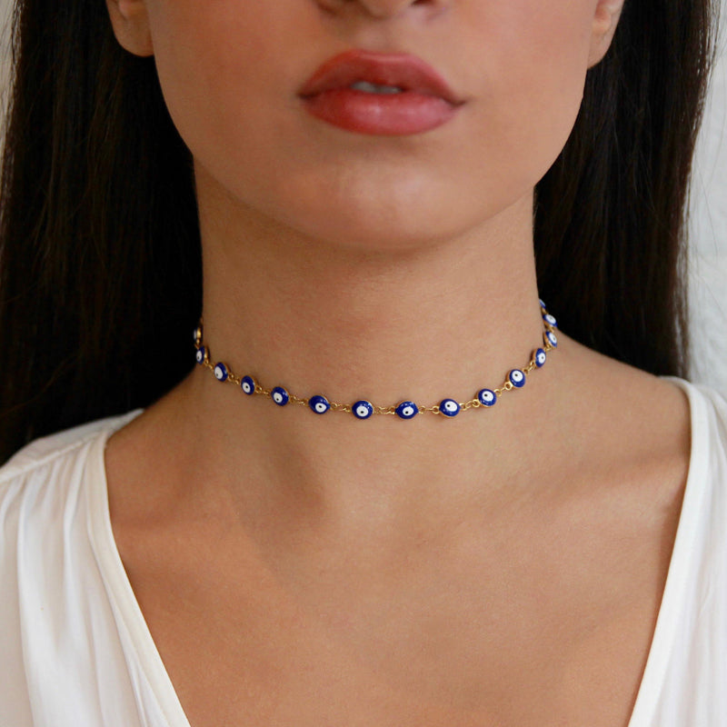 Dainty Gold Evil Eye / Nazar Choker Necklace