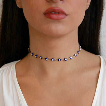 Dainty Gold Evil Eye / Nazar Choker Necklace