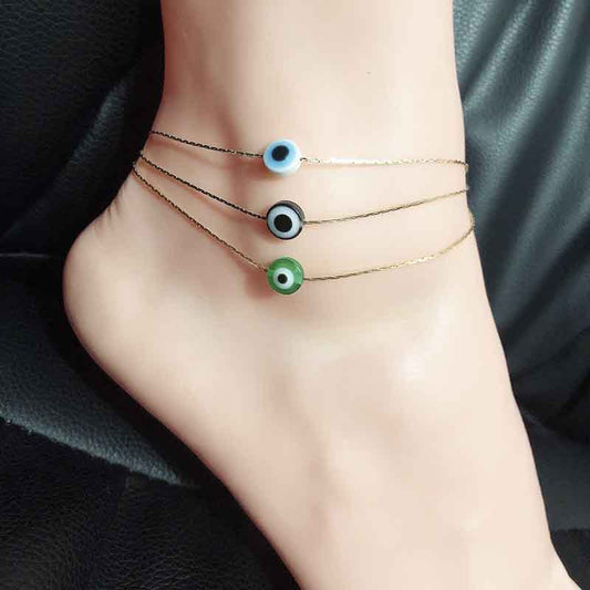 Minimalist Evil Eye Anklet (Multiple Colors)