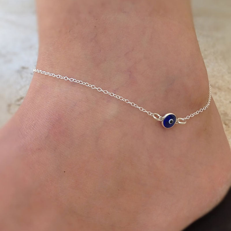 Nazar Crystal Dainty Anklet (Gold or Silver)
