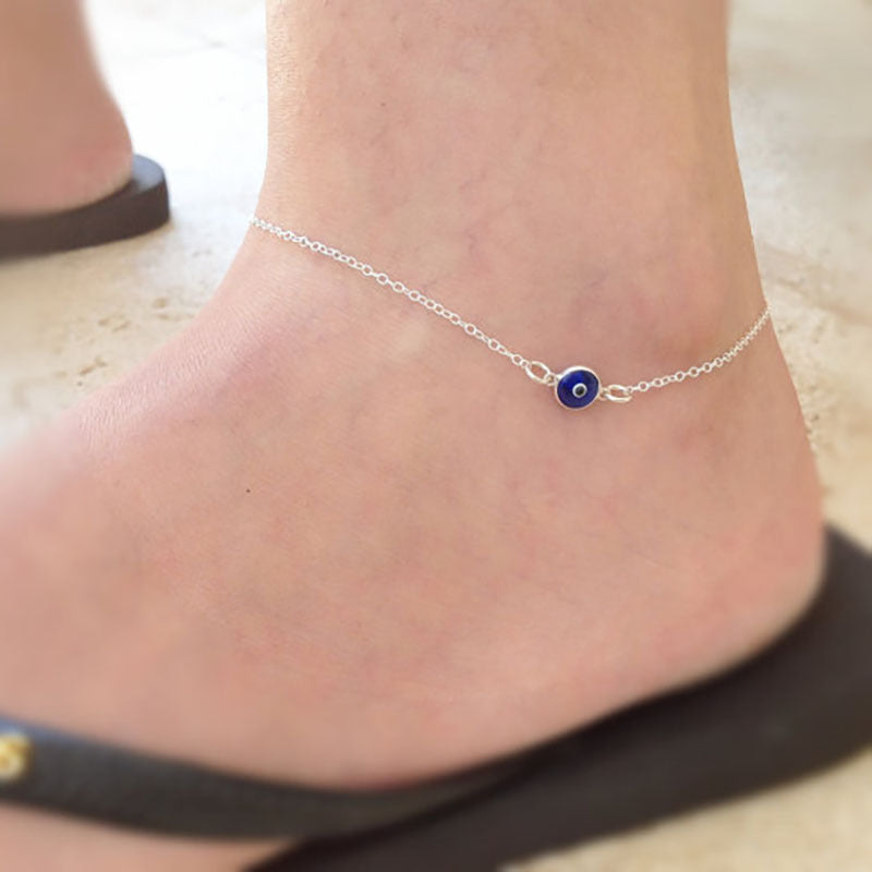 Nazar Crystal Dainty Anklet (Gold or Silver)