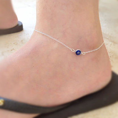 Nazar Crystal Dainty Anklet (Gold or Silver)